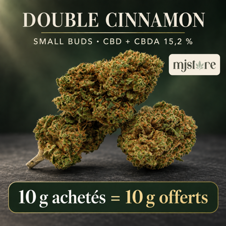 Double Cinnamon CBD Small Buds en promotion, offre 10 g achetés = 10 g offerts chez MJ Store