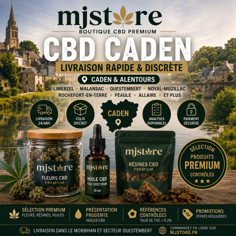Illustration MJ Store : CBD caden, fleurs, résines et huiles CBD