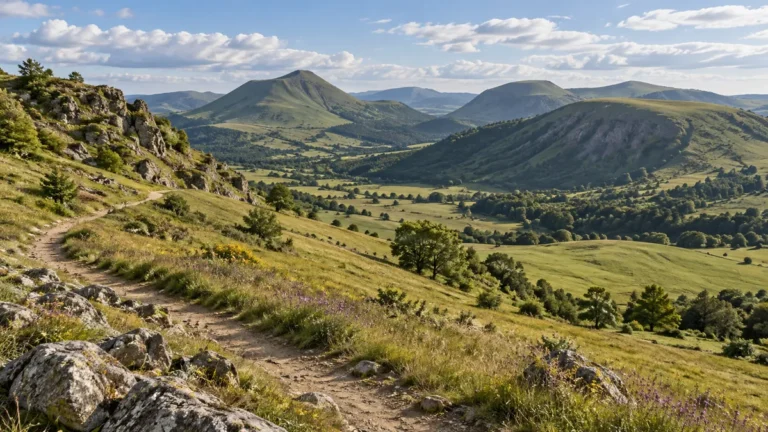 Illustration IA d’un paysage fictif évoquant Cantal