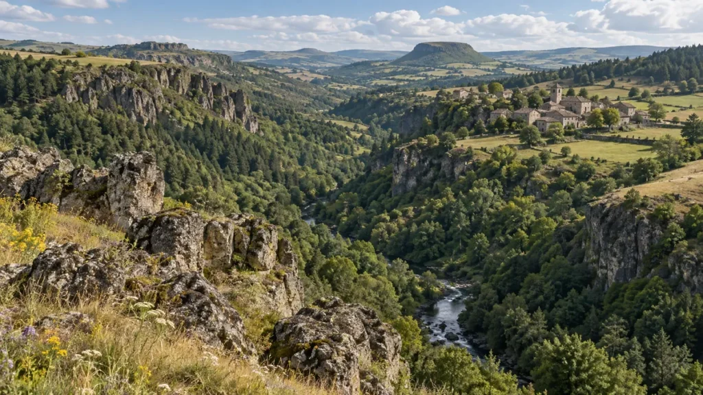 Illustration IA d’un paysage fictif évoquant Haute-Loire