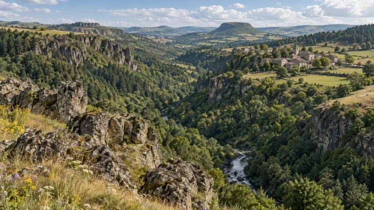 Illustration IA d’un paysage fictif évoquant Haute-Loire