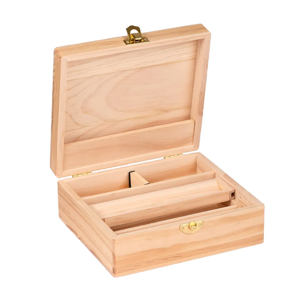 Intérieur Spliff Box XL avec compartiments et support en bois
