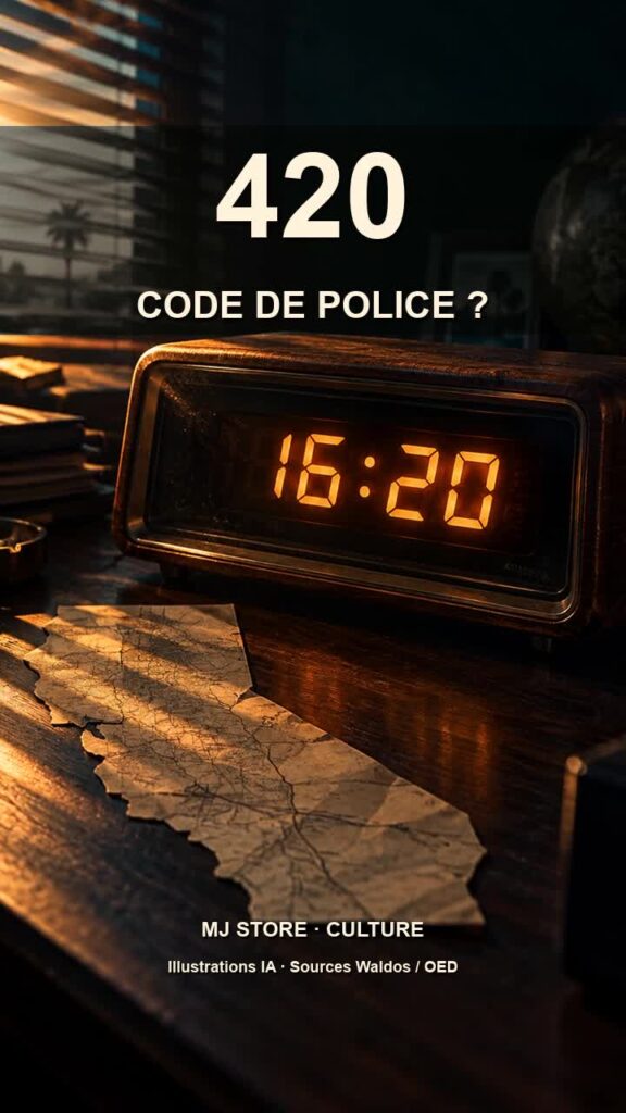 Illustration IA : horloge indiquant 16 h 20, avec la question 420, code de police ?