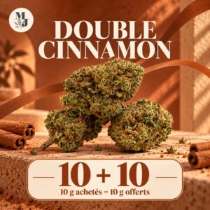 DOUBLE CINNAMON — 10 g achetés = 10 g offerts — logo MJ Store