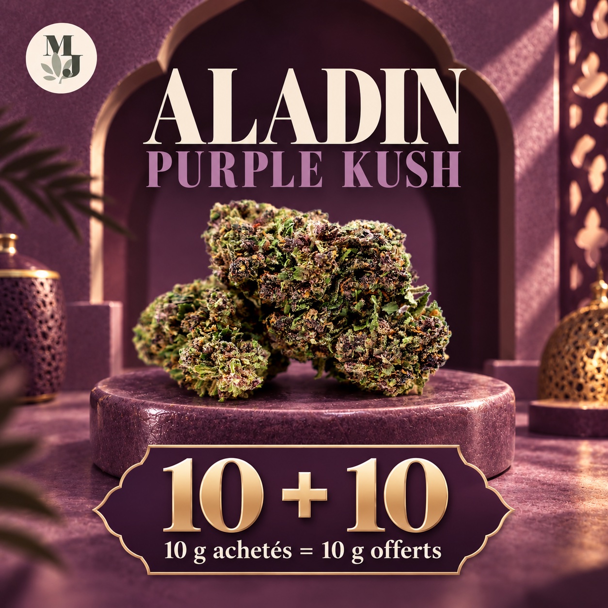 ALADIN PURPLE KUSH — 10 g achetés = 10 g offerts — logo MJ Store
